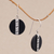 Lava stone dangle earrings, 'Gerhana Majesty' - Sterling Silver and Lava Stone Spiral Motif Dangle Earrings (image 2b) thumbail