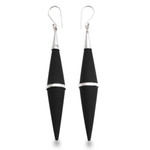 Sterling silver accent dangle earrings, 'Elegant Cones' - Sterling Silver and Sono Wood Cone-Shaped Dangle Earrings