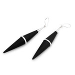Sterling silver accent dangle earrings, 'Elegant Cones' - Sterling Silver and Sono Wood Cone-Shaped Dangle Earrings