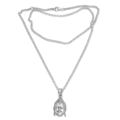 Collar con colgante de plata esterlina - Collar con colgante de Buda de plata esterlina de Bali