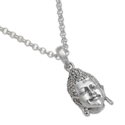 Halskette mit Anhänger aus Sterlingsilber - Halskette mit Buddha-Anhänger aus Sterlingsilber aus Bali