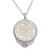 Amethyst pendant necklace, 'Circle of Power' - Amethyst Sterling Silver and Bone Pendant Necklace from Bali thumbail