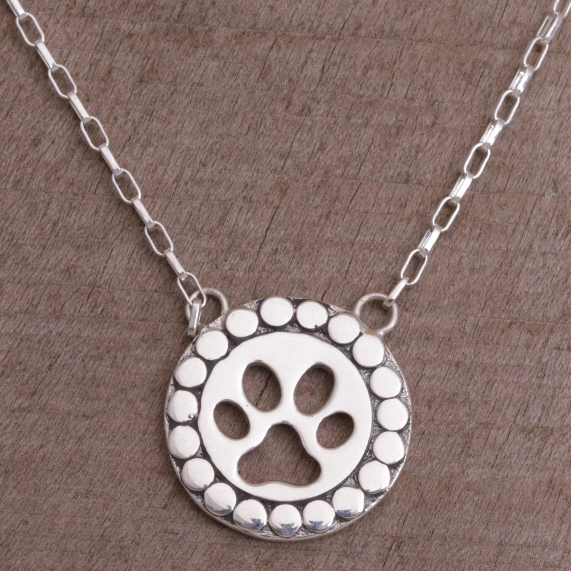 Sterling Silver Paw Print Pendant Necklace From Bali Dog - Silver Paw Pendant Necklace Sterling Silver Paw Print Pendant Necklace From Bali Dog - Silver Paw Pendant Necklace