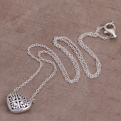 Sterling silver pendant necklace, 'Dog Paw' - Sterling Silver Paw Print Pendant Necklace from Bali