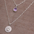 Amethyst pendant necklace, 'Purple Paw' - Amethyst and Sterling Silver Paw Print Necklace from Bali