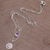 Halskette mit Amethyst-Anhänger - Halskette mit Pfotenabdruck aus Amethyst und Sterlingsilber aus Bali