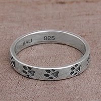 Bandring aus Sterlingsilber, „Paw Prints“ – Bandring aus Sterlingsilber mit Pfotenabdruckmotiv aus Bali