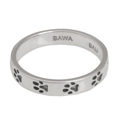 Handmade Sterling Silver Paw Band Ring from Bali
