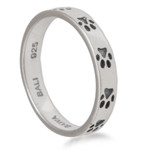 Sterling silver band ring, 'Paw Prints' - Sterling Silver Paw Print Motif Band Ring from Bali