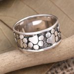 Sterling silver band ring, 'Puppy Paws' - Sterling Silver Paw Print Motif Band Ring from Bali