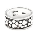 Sterling silver band ring, 'Puppy Paws' - Sterling Silver Paw Print Motif Band Ring from Bali
