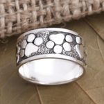 Sterling silver band ring, 'Puppy Paws' - Sterling Silver Paw Print Motif Band Ring from Bali