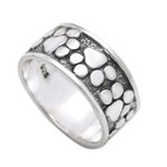 Sterling silver band ring, 'Puppy Paws' - Sterling Silver Paw Print Motif Band Ring from Bali