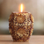 Kerze, (4,5 Zoll) - Goldfarbene florale Vasenkerze aus Bali (4,5 Zoll)