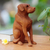 Wood sculpture, 'Begging Dog' - Hand-Carved Suar Wood and Onyx Dog Sculpture from Bali thumbail