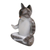 Wood sculpture, 'Nirvana Kitty' - Wood Meditating Cat Sculpture in Grey and White from Bali (image 2c) thumbail