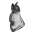 Wood sculpture, 'Nirvana Kitty' - Wood Meditating Cat Sculpture in Grey and White from Bali (image 2d) thumbail