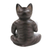 Wood sculpture, 'Nirvana Kitty' - Wood Meditating Cat Sculpture in Grey and White from Bali (image 2e) thumbail