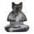 Wood sculpture, 'Meditating Kitty in Grey' - Wood Meditating Cat Sculpture in Grey and White from Bali thumbail