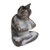 Wood sculpture, 'Meditating Kitty in Grey' - Wood Meditating Cat Sculpture in Grey and White from Bali (image 2c) thumbail