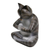 Wood sculpture, 'Meditating Kitty in Grey' - Wood Meditating Cat Sculpture in Grey and White from Bali (image 2d) thumbail