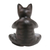Wood sculpture, 'Meditating Kitty in Grey' - Wood Meditating Cat Sculpture in Grey and White from Bali (image 2e) thumbail
