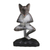 Wood sculpture, 'Yoga Kitty in Grey' - Wood Meditating Cat Sculpture in Grey and White from Bali