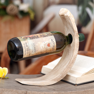 Portabotellas de madera para vino - Portabotellas de vino gecko de madera envejecida hecho a mano