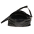 Leather handbag, 'Night Queen' - Black Leather Handbag with Strap and Brass Accents rom Bali