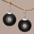 Lava stone dangle earrings, 'Starlight Circles' - Sterling Silver and Lava Stone Dangle Earrings from Bali (image 2) thumbail