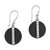 Lava stone dangle earrings, 'Dotted Discs' - Dot Motif Lava Stone and Sterling Silver Earrings from Bali (image 2a) thumbail