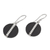 Lava stone dangle earrings, 'Dotted Discs' - Dot Motif Lava Stone and Sterling Silver Earrings from Bali (image 2c) thumbail