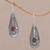Garnet dangle earrings, 'Temple Art' - Garnet on Balinese Sterling Silver Earrings Crafted by Hand thumbail
