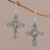 Peridot dangle earrings, 'Indonesian Cross' - Sterling Silver Peridot Openwork Cross Earrings from Bali