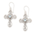 Blue topaz dangle earrings, 'Indonesian Cross' - Sterling Silver Blue Topaz Openwork Cross Earrings from Bali
