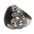 Onyx cocktail ring, 'Night Bloom' - Hand Crafted Floral Sterling Silver Onyx Cocktail Ring