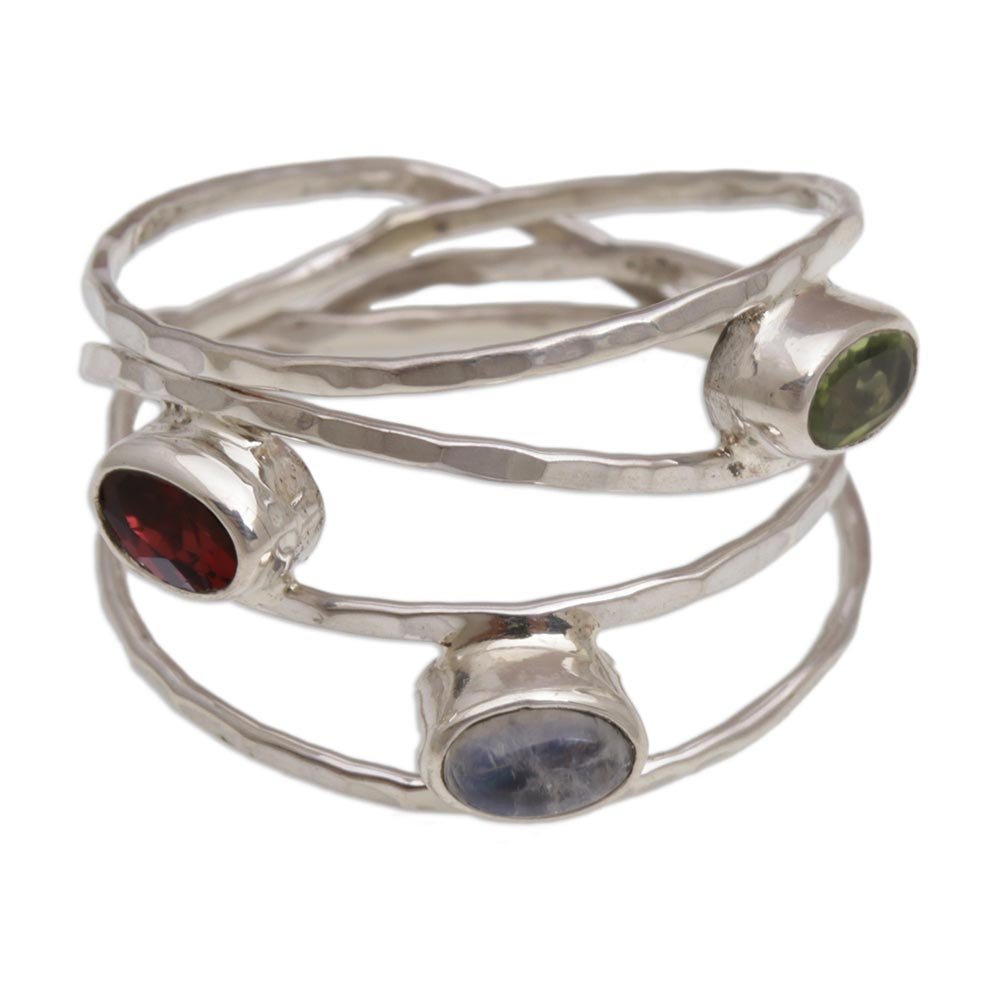 Unique Multigemstone Sterling Silver Ring from Bali - Brilliant Majesty ...