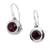 Garnet dangle earrings, 'Glittering Glance' - Circular Garnet and Sterling Silver Earrings from Bali