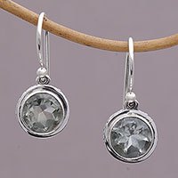 Prasiolite dangle earrings, 'Glittering Glance'