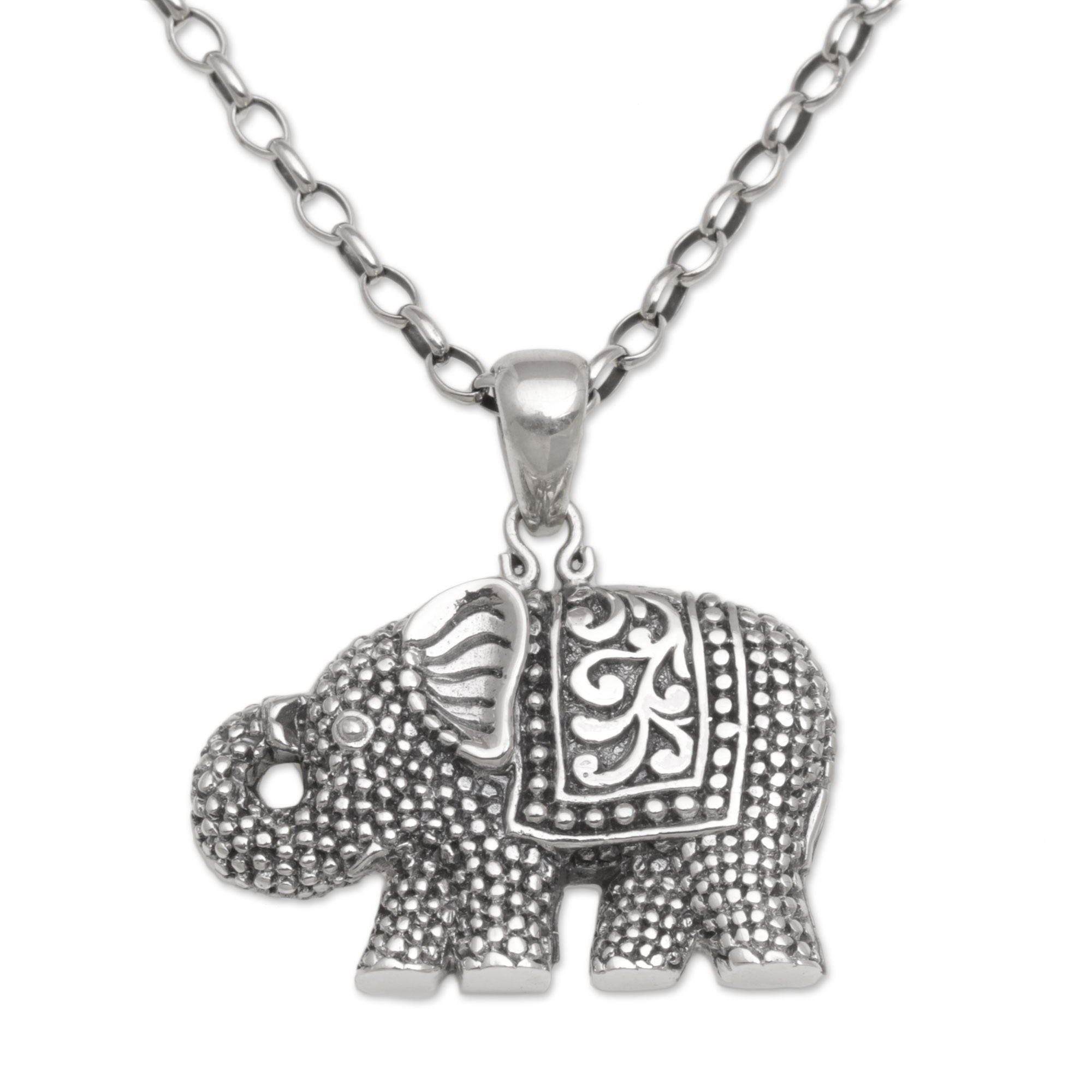 925 Sterling Silver Elephant Pendant Necklace from Bali - Royalty ...