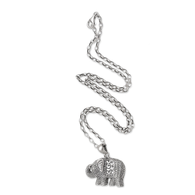 Collar colgante de plata esterlina - Collar con colgante de elefante de plata de ley 925 de Bali