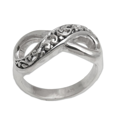 Bandring aus Sterlingsilber - Handgefertigter Unendlichkeitssymbol-Ring aus Sterlingsilber aus Bali
