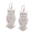 Bone dangle earrings, 'Owl Bond' - Handcrafted Bone Owl Family Dangle Earrings from Bali (image 2a) thumbail