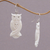 Bone dangle earrings, 'Owl Bond' - Handcrafted Bone Owl Family Dangle Earrings from Bali (image 2b) thumbail