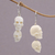 Bone dangle earrings, 'Trunyan Skulls' - Handcrafted Bone Skull Dangle Earrings from Bali (image 2b) thumbail