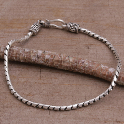 Sterling silver chain bracelet, 'Regal Shine' - Artisan Crafted Sterling Silver Chain Bracelet from Bali