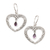 Amethyst dangle earrings, 'Heartfelt Vines' - Floral Heart Amethyst and Sterling Silver Earrings from Bali thumbail