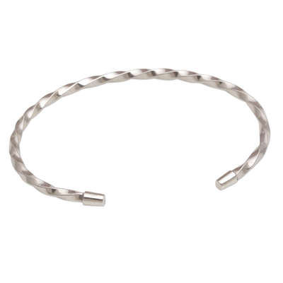 Sterling silver cuff bracelet, 'Shimmering Twist' - 925 Sterling Silver Twisted Cuff Bracelet from Bali