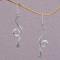 Sterling silver dangle earrings, 'Spectacular Serpent' - Sterling Silver Snake Earrings with Bun Motifs from Bali