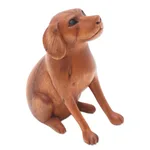 Wood sculpture, 'Loyal Dog' - Artisan Handcrafted Suar Wood Dog Sculpture from Bali
